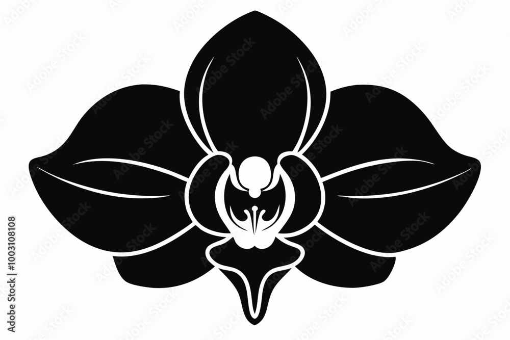A Orchid flower silhouette black Vector art illustration A Orchid flower silhouette black Vector art illustration