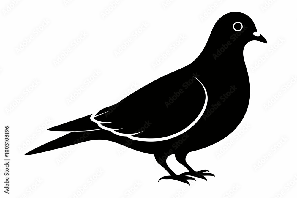 Fototapeta premium A cute Mourning Dove bird for log silhouette black Vector art illustration
