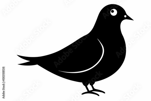 A cute Mourning Dove bird for log silhouette black Vector art illustration