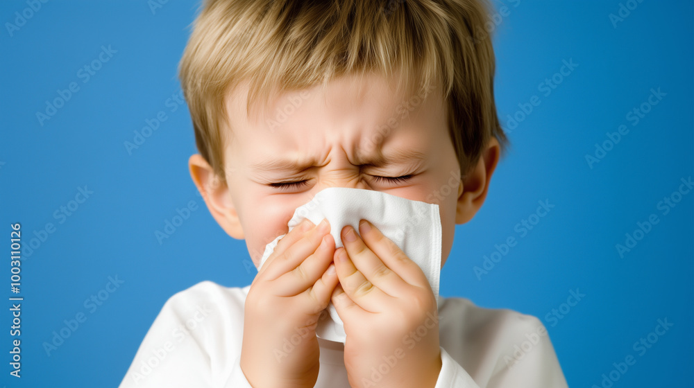 child blowing their nose