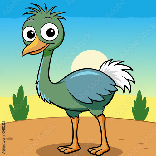 illustration of a cartoon ostrich photo