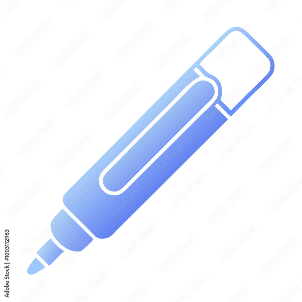 Blue Gradient Highlighter Marker Illustration for Stationery Design Projects Blue Gradient Highlighter Marker Illustration for Stationery Design Projects