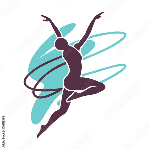  Dynamic Silhouette of Ballet Dancer in Elegant Jump with Artistic Abstract Background