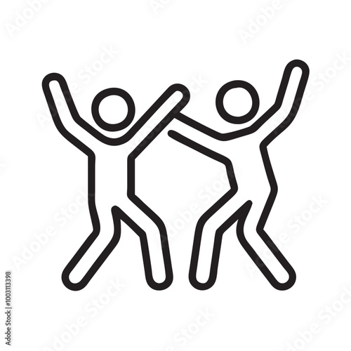  Abstract Vector Illustration of Two People Celebrating with Raised Arms