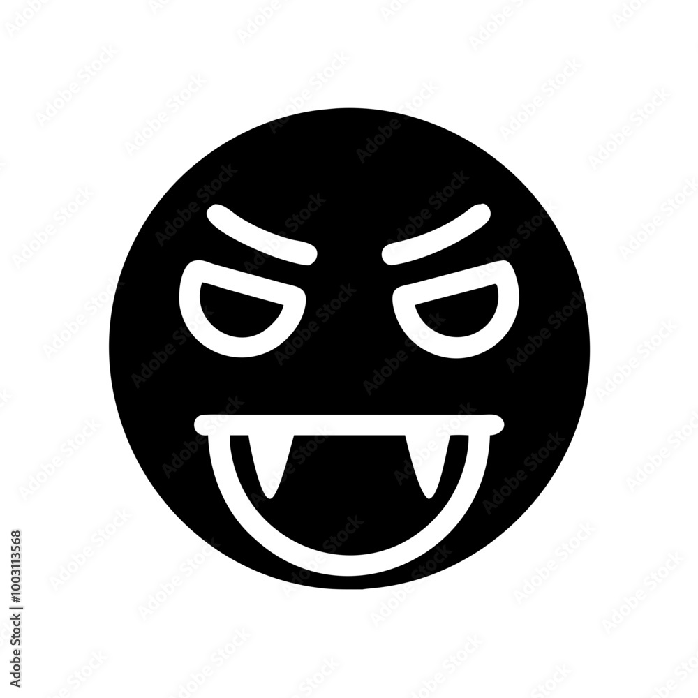 Dark Vampire Emoji Vector with Fangs for Halloween Designs and Emojis Dark Vampire Emoji Vector with Fangs for Halloween Designs and Emojis