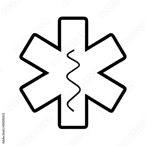  Medical Star of Life Symbol with Rod of Asclepius Vector Illustration for Healthcare
