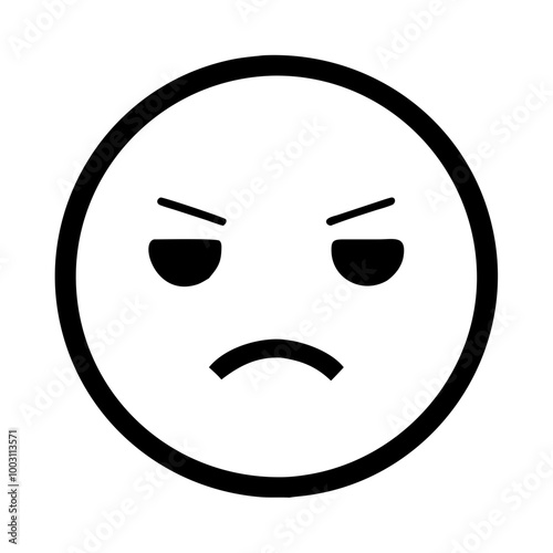  Angry Face Emoji Vector Black and White for Communication Design