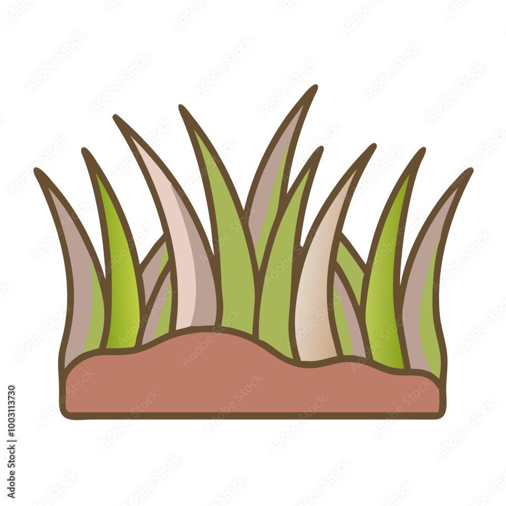 Obraz premium Colorful Vector Illustration of Vibrant Green Grass Blades with Brown Edges