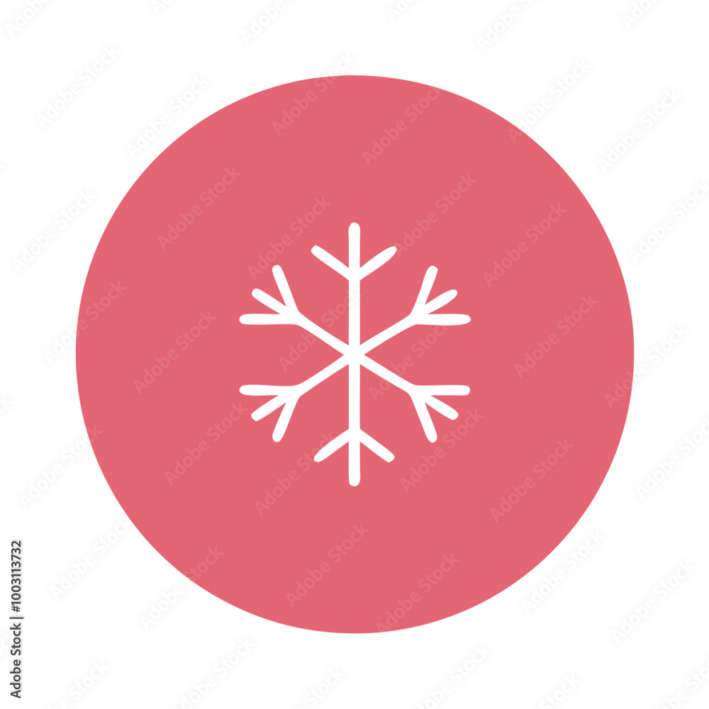 Minimalist Snowflake on Bold Pink Circle Background Vector Minimalist Snowflake on Bold Pink Circle Background Vector