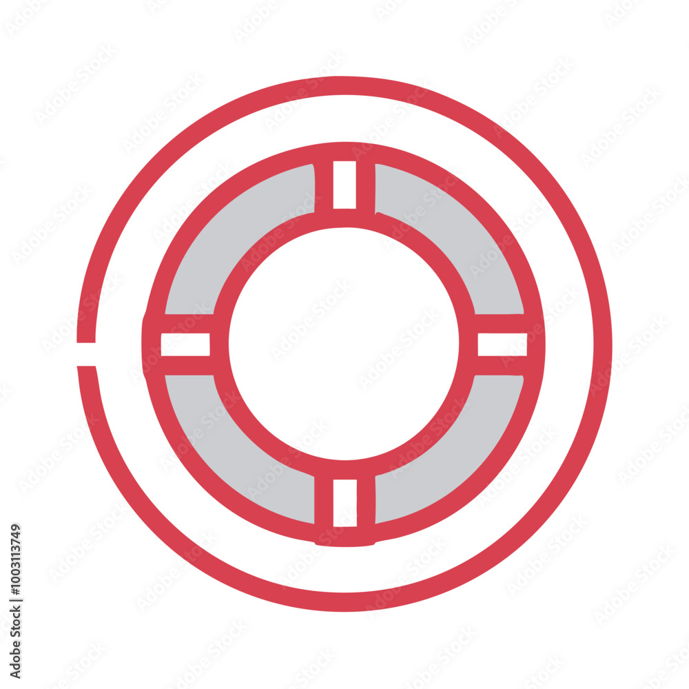 Lifebuoy Vector Illustration with Red and White Nautical Safety Design Lifebuoy Vector Illustration with Red and White Nautical Safety Design