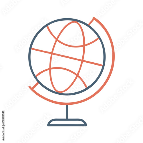  Vector Illustration of Minimalistic Globe Symbol with Circular Lines