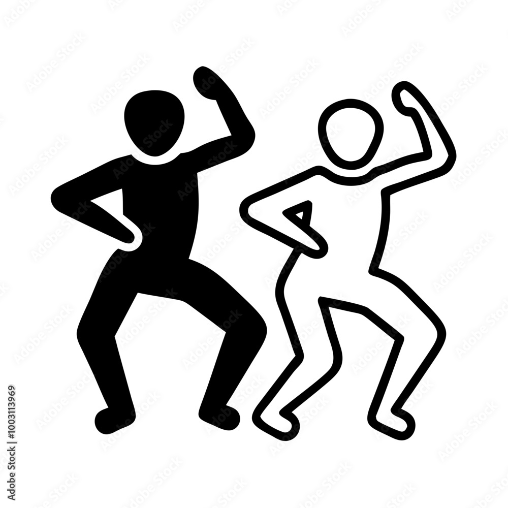 Vector Illustration of Two Dancing Figures in Dynamic Poses Vector Illustration of Two Dancing Figures in Dynamic Poses