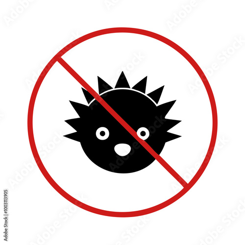  Prohibition Sign Spiky Sea Urchin Warning Vector Illustration