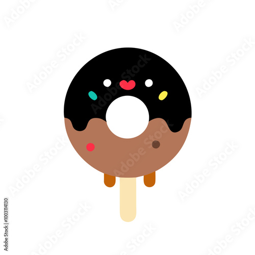  Cute Donut Ice Cream Vector with Chocolate Sprinkles Perfect for Kids Designs