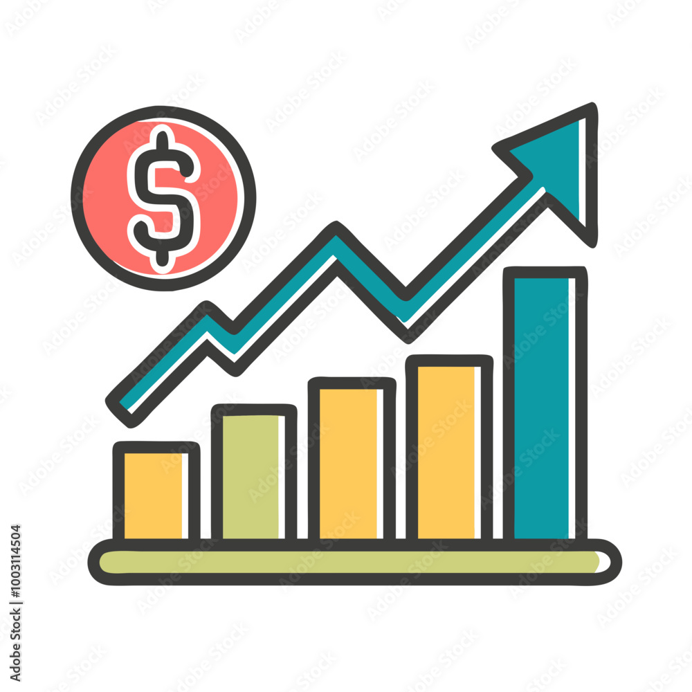 Financial Growth Chart with Dollar Sign Vector for Business and Investment Analysis Financial Growth Chart with Dollar Sign Vector for Business and Investment Analysis