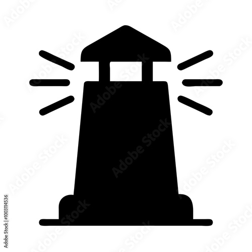  Vector of Lighthouse Beacon Silhouette with Light Rays for Nautical Designs