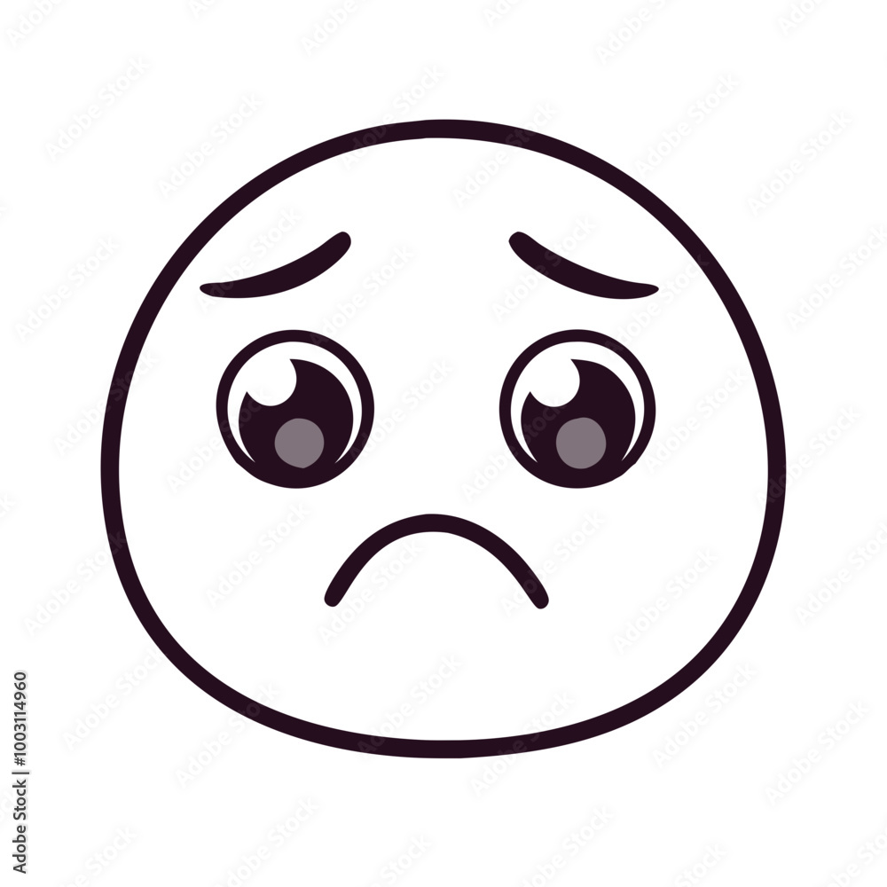 Fototapeta premium Sad Crying Emoji Face Vector for Emotional Expressions and Reactions