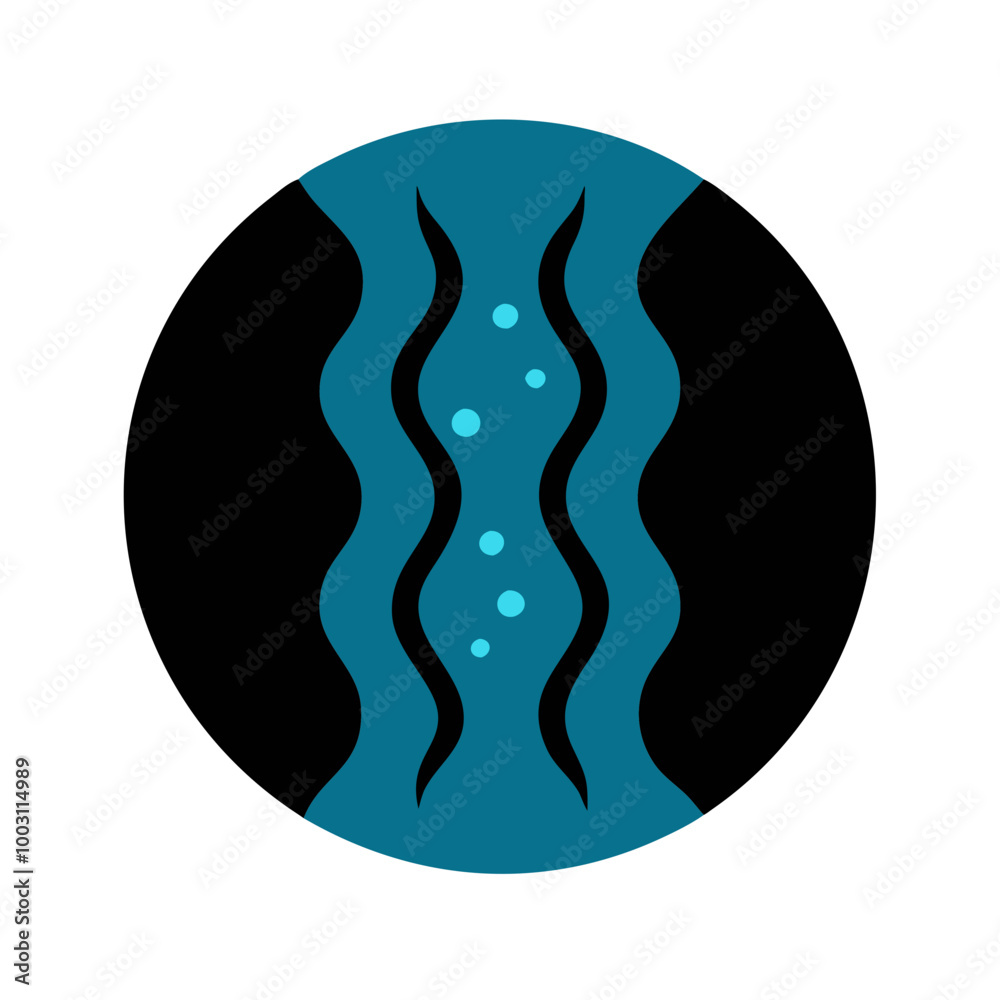 Abstract Wavy Lines and Dots in Blue and Black Circle Vector Art Abstract Wavy Lines and Dots in Blue and Black Circle Vector Art