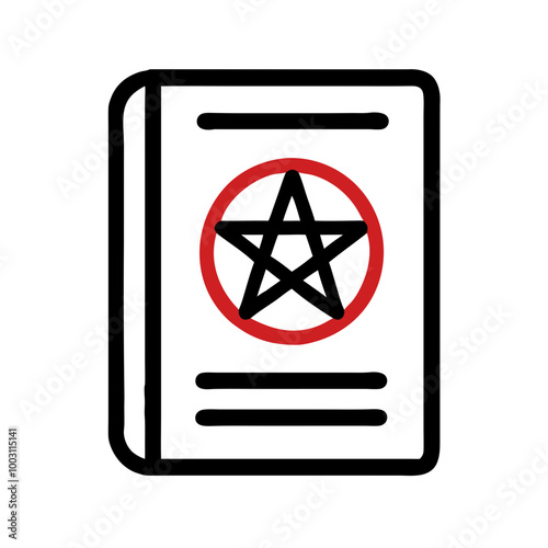  Witchcraft Spellbook with Red Pentagram Symbol Magical Vector Illustration