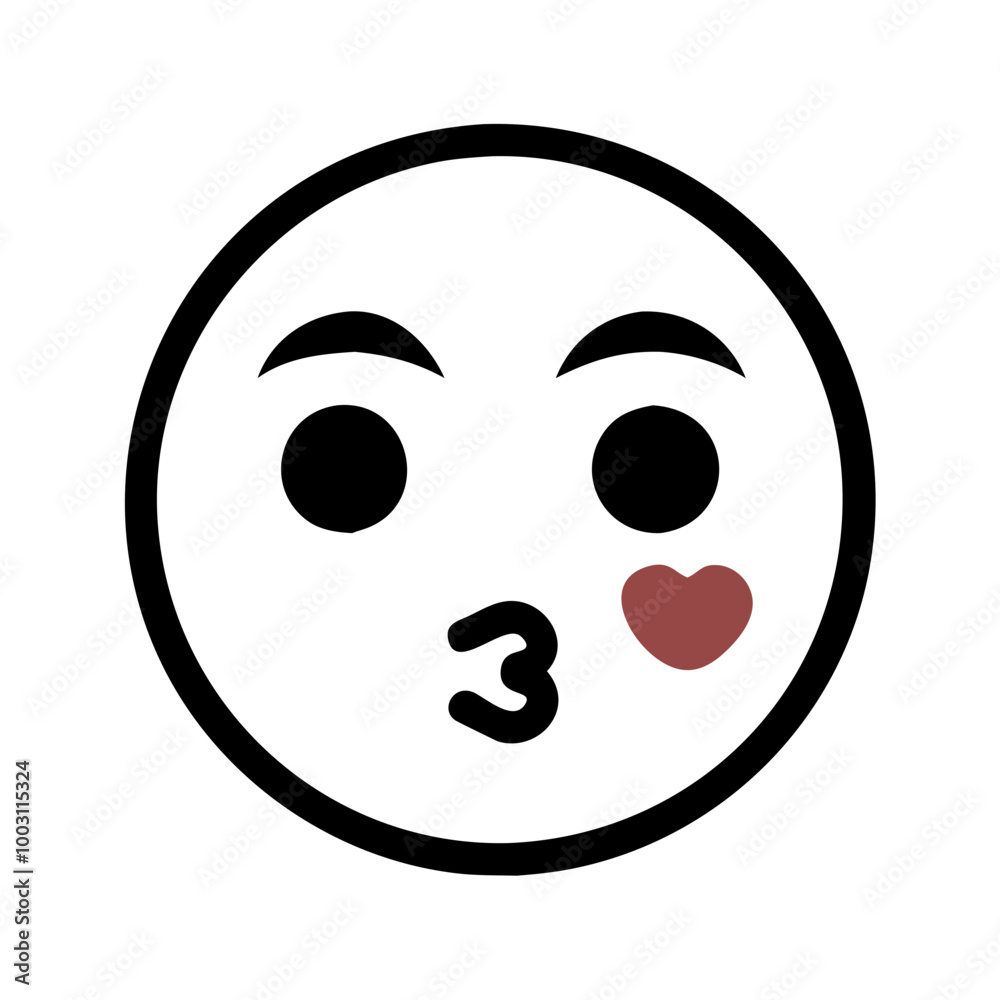 Vector Illustration of Kissing Face Emoji with Heart for Social Media and Messaging Apps Vector Illustration of Kissing Face Emoji with Heart for Social Media and Messaging Apps