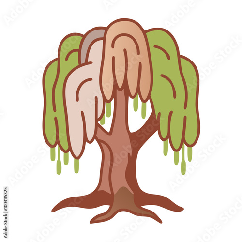  Colorful Weeping Willow Tree Vector Illustration Nature Symbol