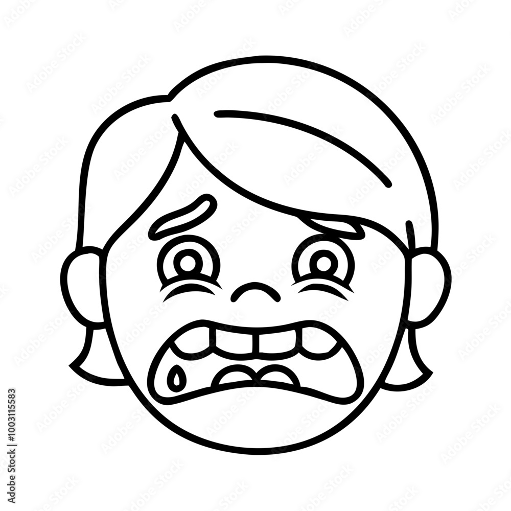 Frightened Child Expression Fearful Face Vector Illustration Frightened Child Expression Fearful Face Vector Illustration