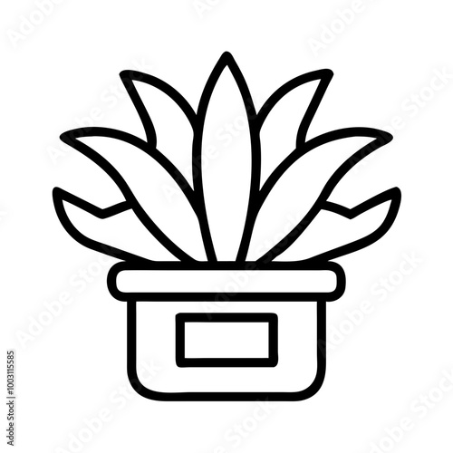  Vector Illustration of Potted Succulent Plant Simple Black Outline Design