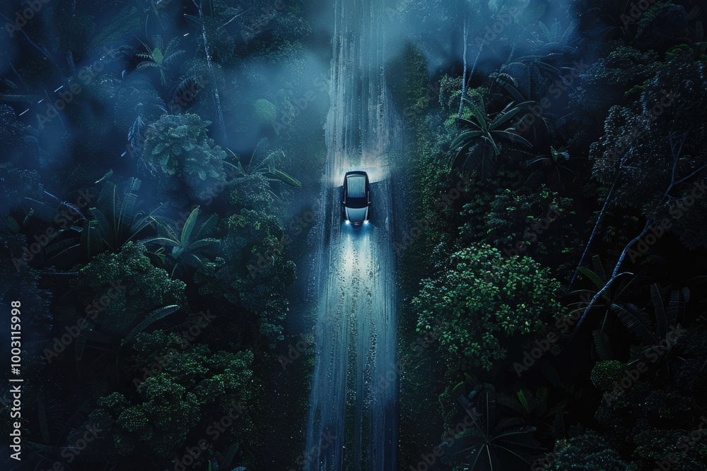 Obraz premium car in the forest