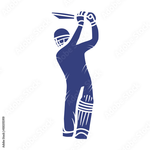 Cricket player logo design vector. Icon Symbol.