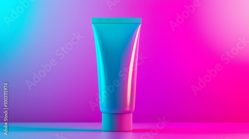 Cosmetic tube on neon gradient background