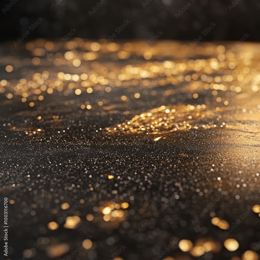 golden glitter on black background, abstract bokeh lights effect golden glitter on black background, abstract bokeh lights effect