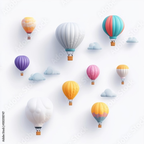 Colorful Hot Air Balloons in a Clear Sky