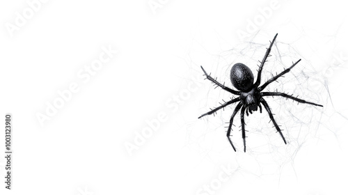 Halloween Black Spider on Web