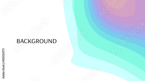 White abstract background with blue? green and violet sharp wavy lines and gradient transition, dynamic swirl shape. Inclined bends	