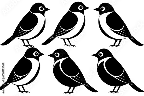 Wallpaper Mural A set of cute birds Cedar Waxwing vector art illustration  Torontodigital.ca