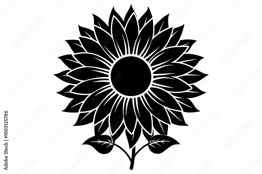 Fototapeta premium A Sunflower flower silhouette black Vector art illustration