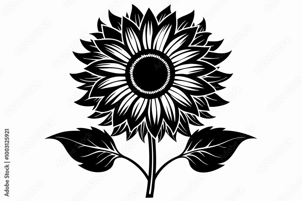 Fototapeta premium A Sunflower flower silhouette black Vector art illustration