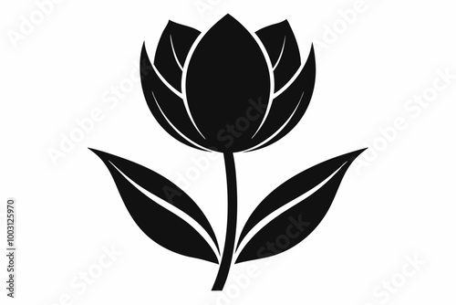 A Tulip flower silhouette black Vector art illustration photo