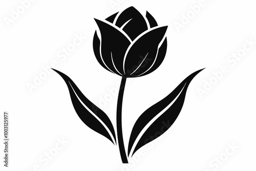 A Tulip flower silhouette black Vector art illustration photo