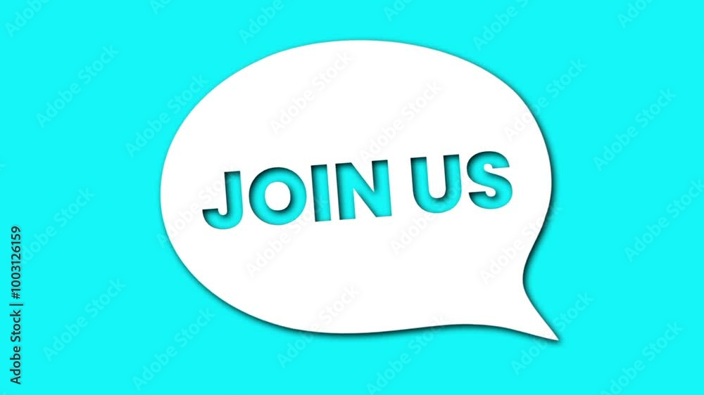 Join us announcement video, animation with a speech bubble. Join us announcement video, animation with a speech bubble.