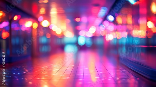 Abstract Colorful Lights Reflecting on a Floor in a Nightclub