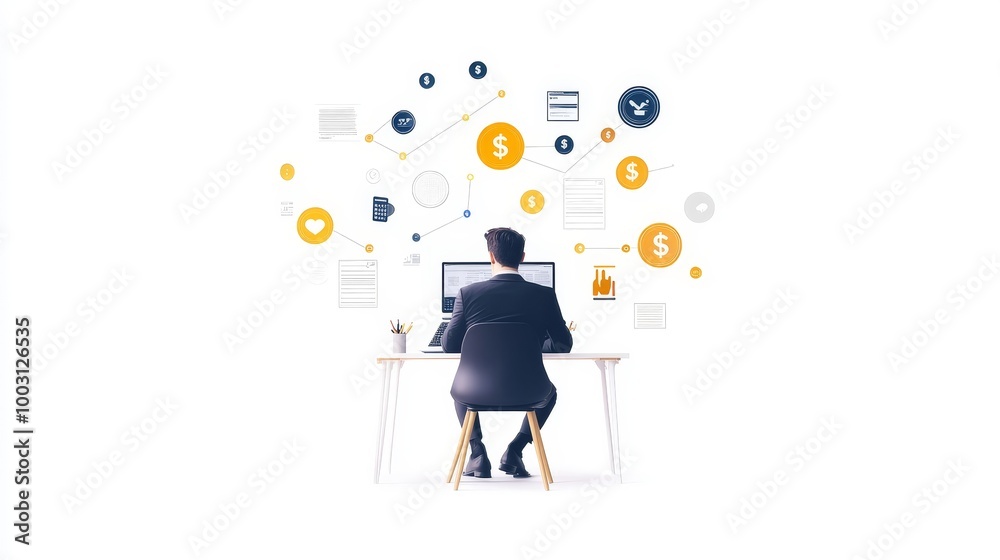 Businessman Analyzing Data with Digital Graphics Businessman Analyzing Data with Digital Graphics
