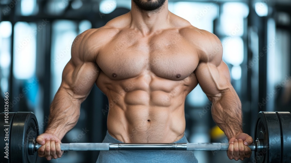 Man lifting weights in a gym focusing on muscle strength and men's physical health strength training Man lifting weights in a gym focusing on muscle strength and men's physical health strength training