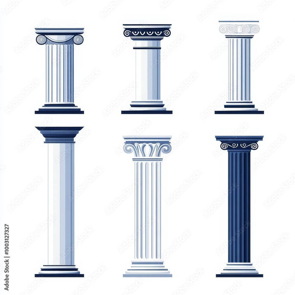 Classical Architectural Pillars in Various Styles Classical Architectural Pillars in Various Styles
