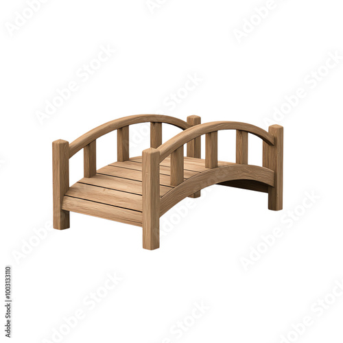 Wallpaper Mural Small wooden bridge, ornamental garden feature, white isolate background. transparent background Torontodigital.ca