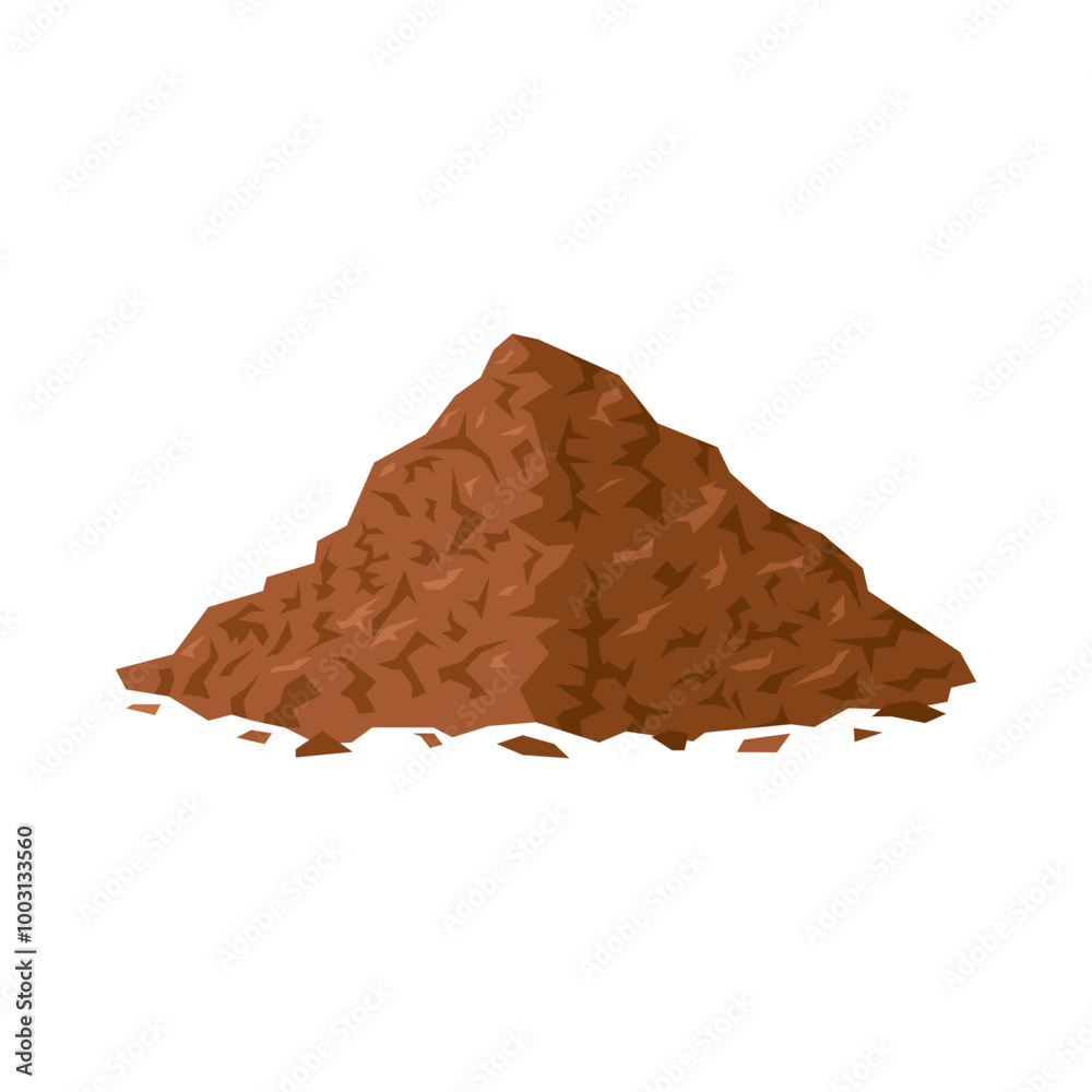 Soil pile. Brown geometric dirt heap in cartoon style. Vector illustration isolated on a white background. Ground clipart for construction, agricultural, environmental, gardening designs. Soil pile. Brown geometric dirt heap in cartoon style. Vector illustration isolated on a white background. Ground clipart for construction, agricultural, environmental, gardening designs.