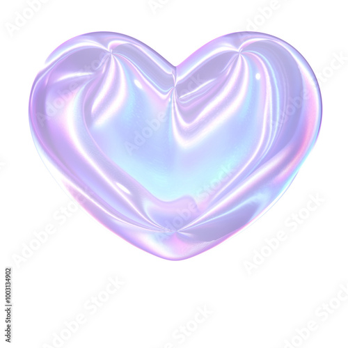 Cute 3D purple chrome heart pastel sticker illustration