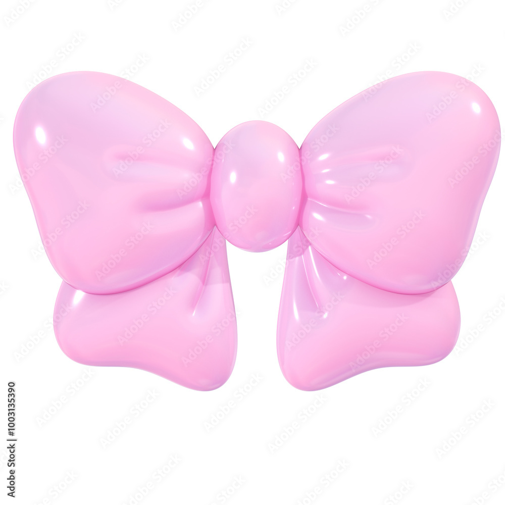 Cute 3D baby pink ribbon bow pastel sticker illustration Cute 3D baby pink ribbon bow pastel sticker illustration