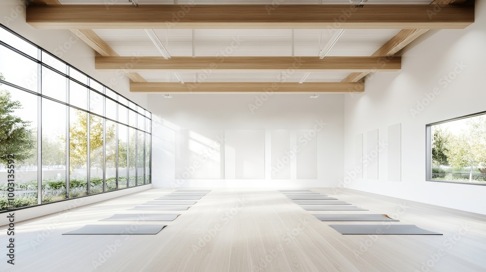 Fototapeta premium Bright and Spacious Yoga Studio Interior Design