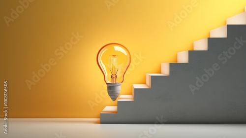 light bulb floating next to staircase minimalist